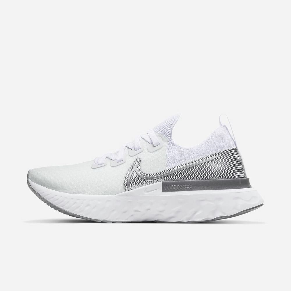 Chaussure De Running Nike React Infinity Run Flyknit Blanche 3194-750 True White/White/Pure Platinum/Metallic Silver Femme | VVG-80291089